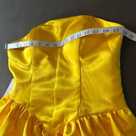 Short Yellow Strapless Homecoming Prom Dress Corset Back Bow Puffy Skirt Size M - Picture 12 of 14